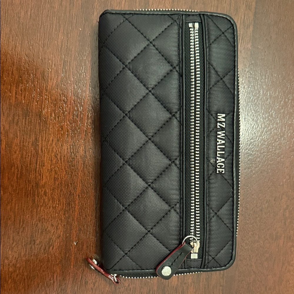MZ Wallace Black Quilted Zip Wallet